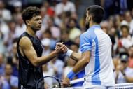Ben Shelton (L) and Novak Djokovic at the 2023 US Open (Source: Getty)
